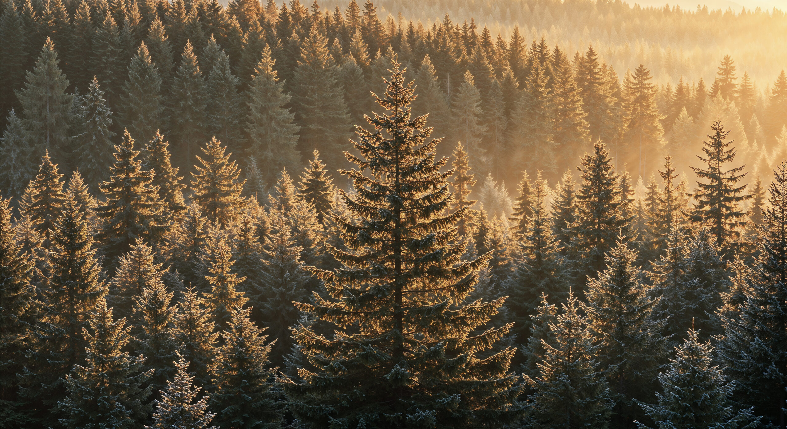 Forêt baignée de lumière